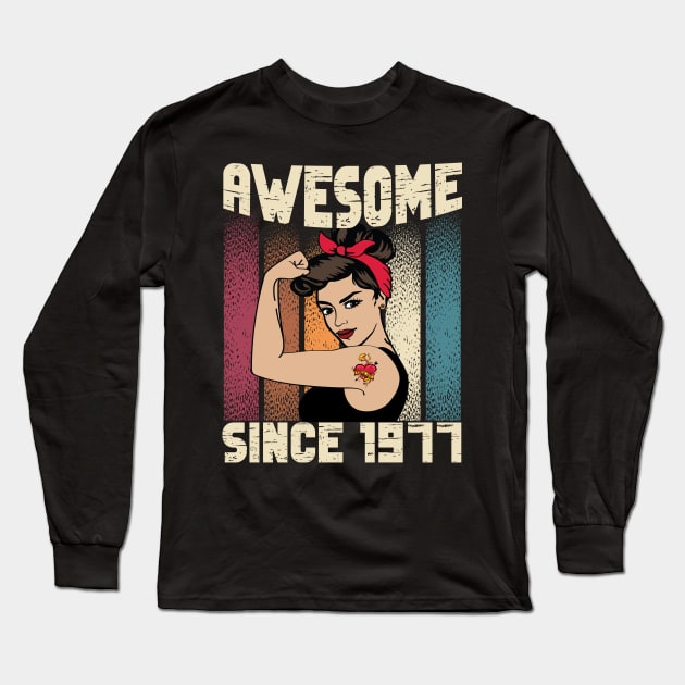 Awesome since 1977,45th Birthday Gift women 45 years old Birthday Long Sleeve T-Shirt by JayD World